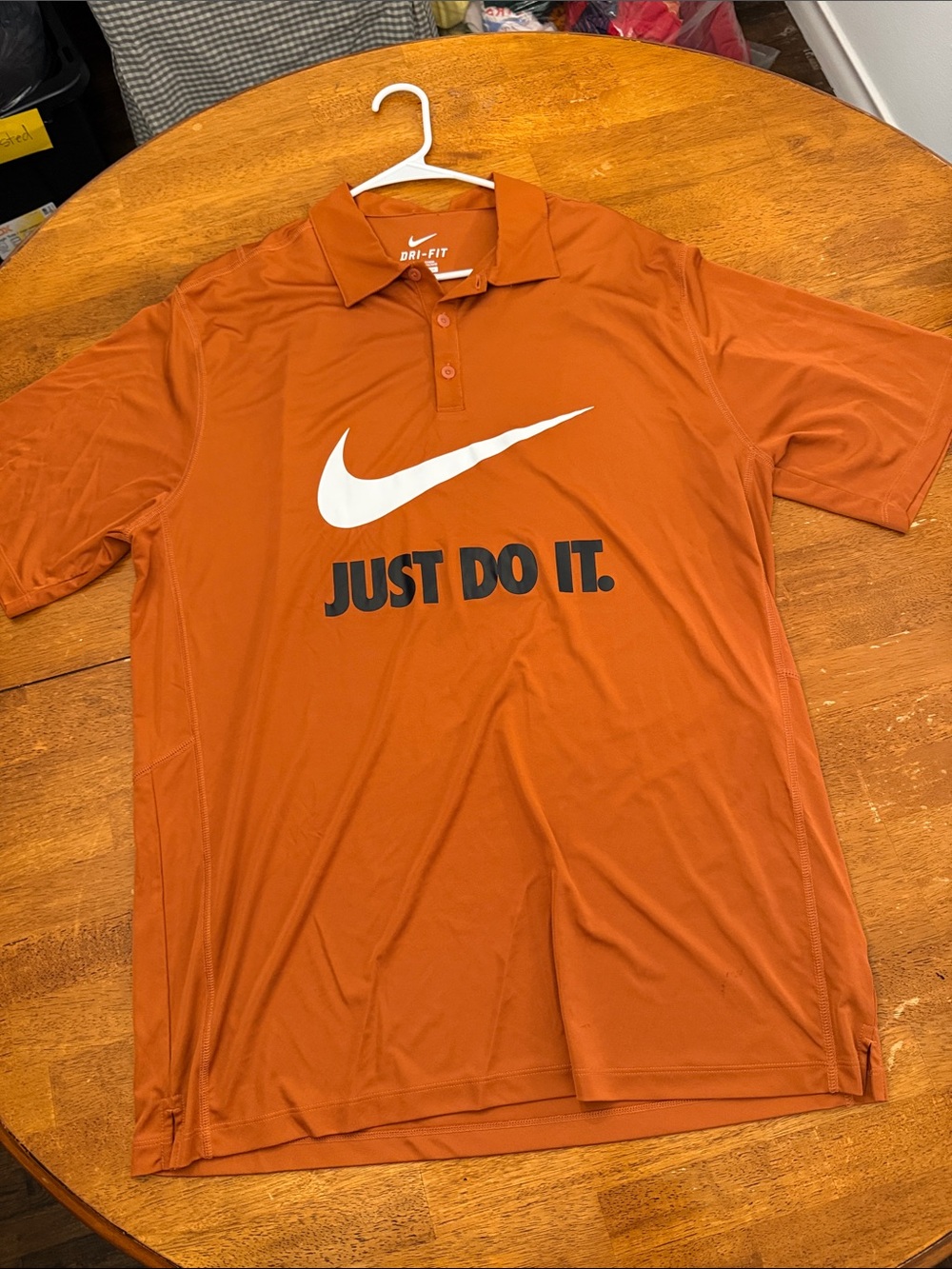 Nike burnt Orange Dri-FIT Polo with Bold White Swoosh xl